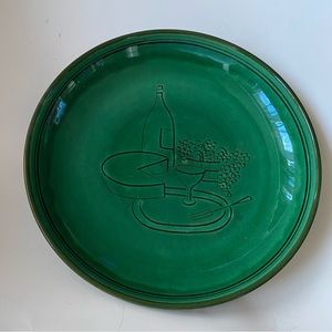 Vintage Landert Fondue Plate/Shallow Bowl Green 11 Inches